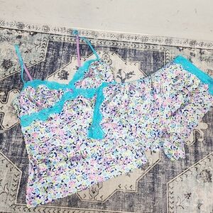Victoria's Secret Multicolor Lace Trim Sleepwear Set